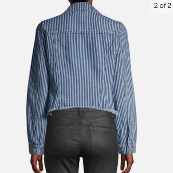 BlankNYC | Pale Rails Raw Edge Striped Jacket | Size Small - Picture 3 of 8